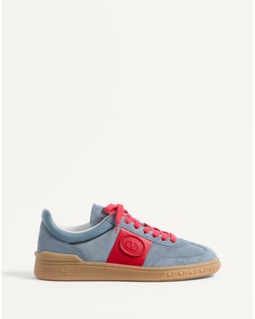 Valentino Garavani Pink Upvillage Low Top Trainer In Split Leather And Calfskin Nappa Leather for men