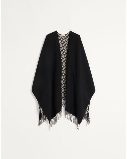 Valentino Garavani トゥッタラ V ウール X シルク X カシミア ポンチョ 女性 ブラック/クリーム Black