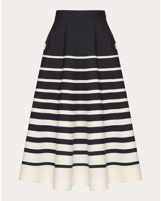 Valentino Blue Roomview Crepe Couture Midi Skirt