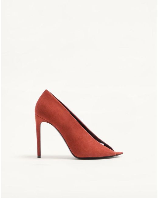 Valentino Garavani Red Open Toe Révélé Suede Pumps 105Mm 35.5