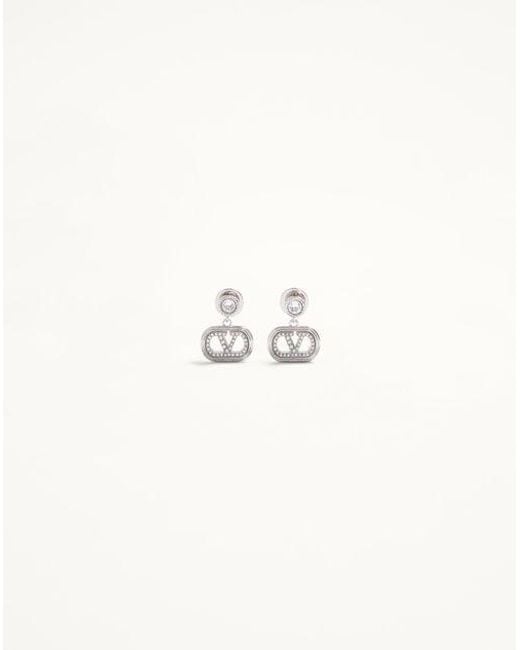 Valentino Garavani オヴァレット メタル X スワロフスキー®クリスタル ピアス 女性 Rhodium Natural