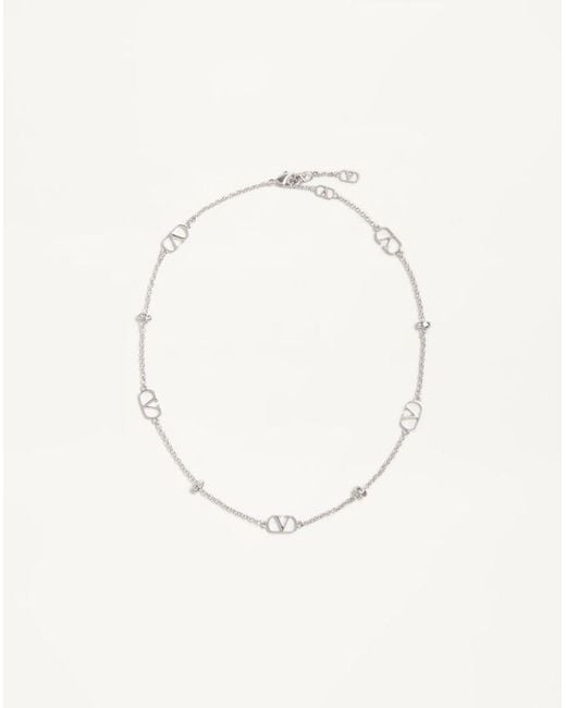 Valentino Garavani Natural Vlogo Signature Metal And Crystal Necklace