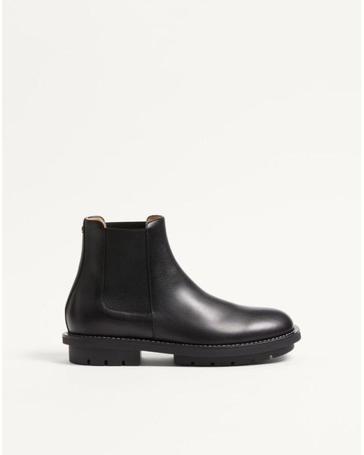 Valentino Garavani Black Urbie Calfskin Ankle Boot for men