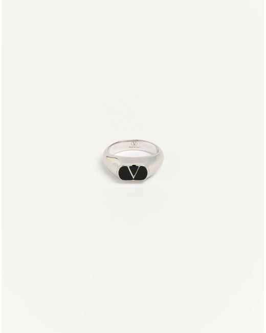 Anello Chevalier Vlogo Signature di Valentino Garavani in White da Uomo