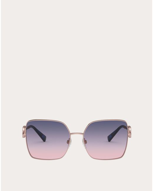 Valentino Multicolor Qudratische Sonnenbrille Aus Metall Mit Vlogo Signature Und Kristallen