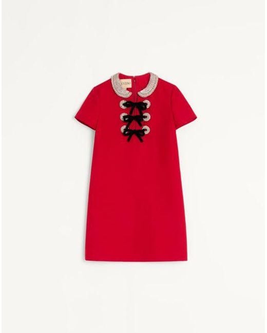 Valentino Embroidered Crepe Couture Short Dress