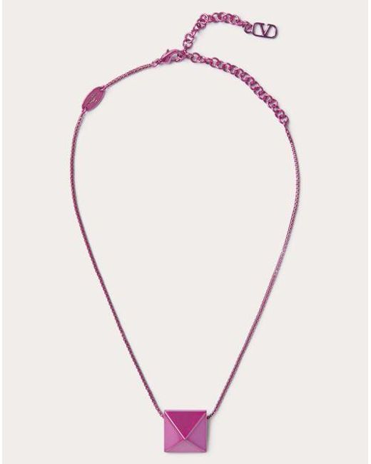 Valentino Garavani Pink Metal Rockstud Necklace for men