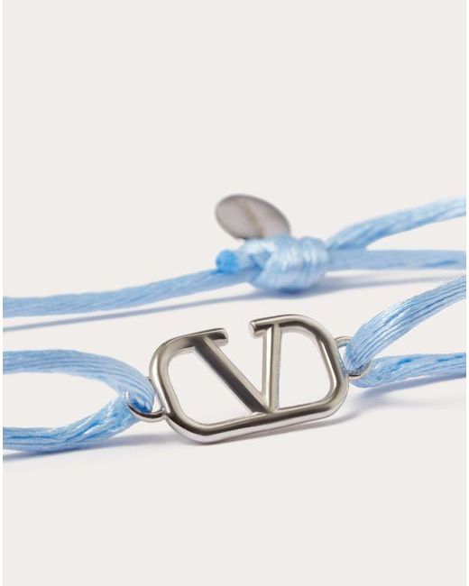Valentino Garavani Blue Vlogo Signature Cotton Bracelet for men