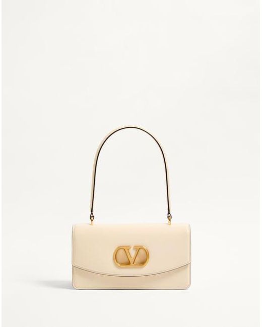 Valentino Garavani ヴァレンティノ ガラヴァーニ ヴェイン シャイニーカーフスキン ハンドルバッグ 女性 バター Natural