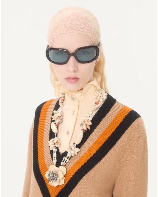 Valentino Garavani ジャルダン アクアティーク メタル X エナメル X ファブリック X シェル X サンゴ X 天然パール ネックレス 女性 ゴールド/アイボリー Natural