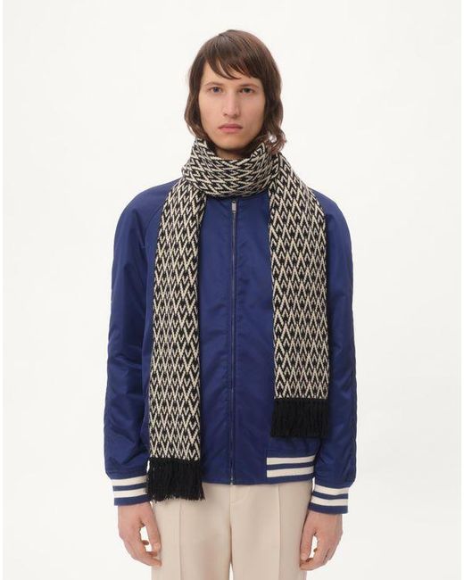 メンズ Valentino Garavani トゥッタラ V ニットウール スカーフ おとこ ブラック/クリーム White