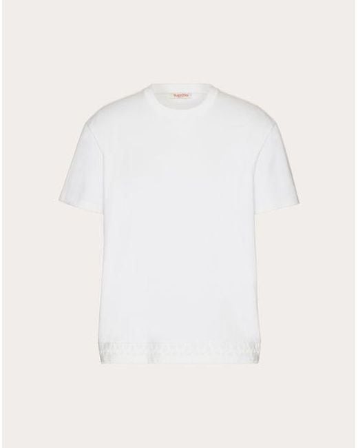 T-shirt in cotone con dettaglio toile iconographe di Valentino in Natural da Uomo