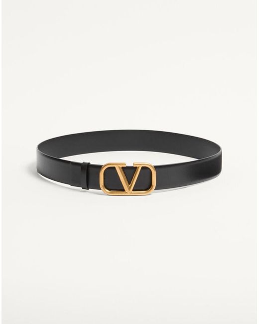 Valentino Garavani Natural Vlogo Signature Calfskin Belt 40 Mm for men