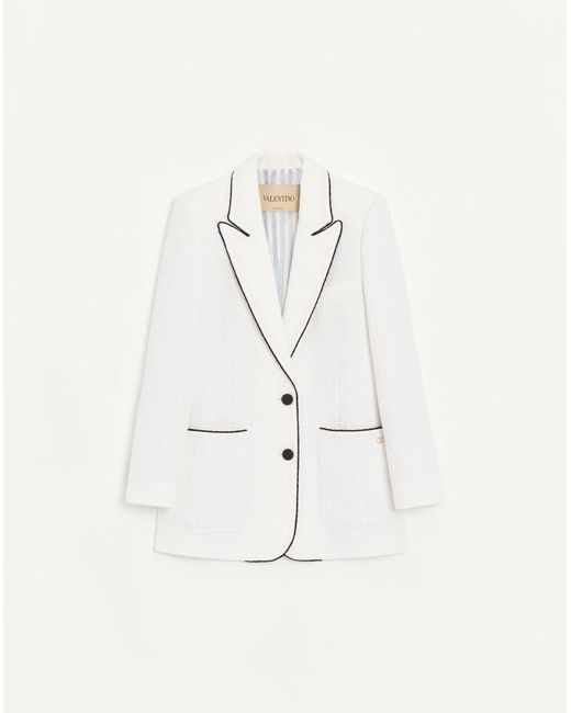 Valentino Natural Canestrello Cotton Tweed Jacket