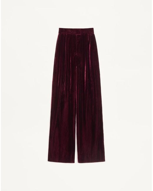 Valentino Purple Sablé Velvet Trousers 36