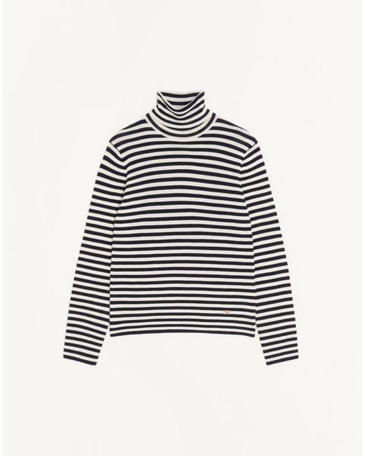 Valentino White High-Neck Wool Jumper With Vlogo Patch for men