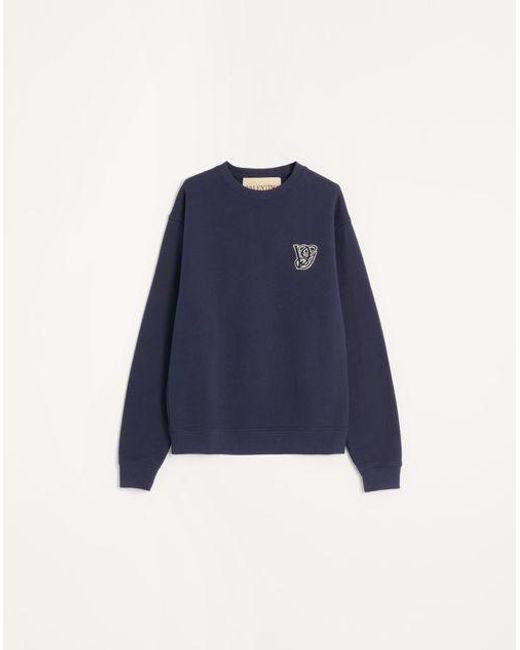Sudadera De Algodón Con Parche Vg Hombre Valentino de hombre de color Blue
