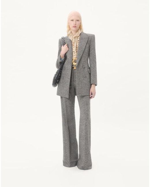 Valentino ナッテボタン織り ダブルブレスト ブレザー 女性 アイボリー/ブラック Gray