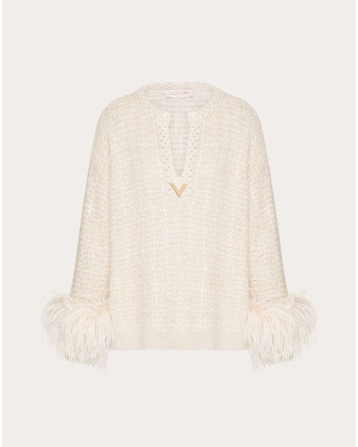 Valentino Natural Jumper In Lurex Mohair And Sequin Thread