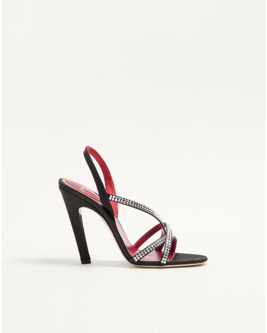 Valentino Garavani ダン ル フォイエ クリスタル X サテン サンダル 105mm 女性 ブラック White