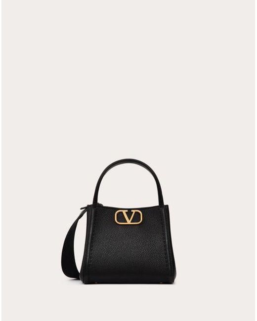 Valentino Garavani Black Alltime Small Handbag In Grainy Calfskin