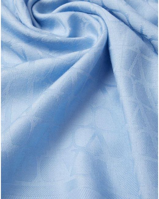Valentino Garavani Blue Toile Iconographe Wool And Silk Shawl