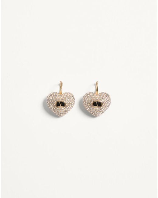Valentino Garavani Natural Coeur Royal Metal, Enamel And Swarovski Crystal Earrings