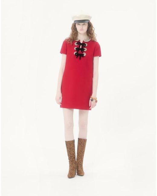 Valentino Embroidered Crepe Couture Short Dress
