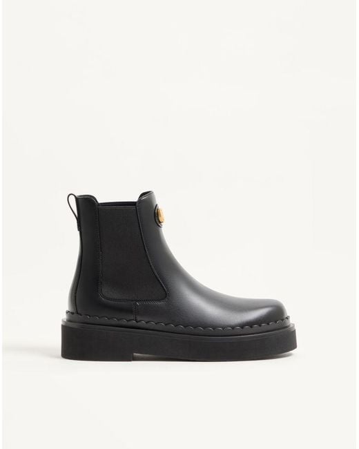 Valentino Garavani Black Vlogo Signature Chelsea Ankle Boot