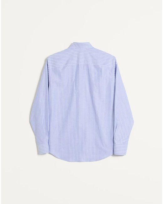 メンズ Valentino Vロゴ エンブロイダリー コットン シャツ おとこ ホワイト/アジュールブルー Blue