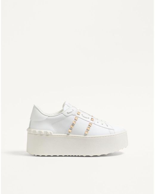 Valentino Garavani White Flatform Rockstud Untitled Trainer