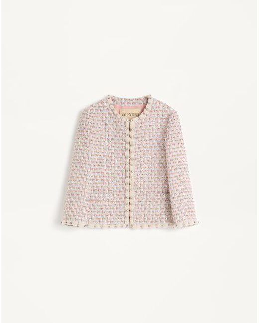 Valentino エンブロイダリーリボン ツイード ジャケット 女性 マルチカラー Natural
