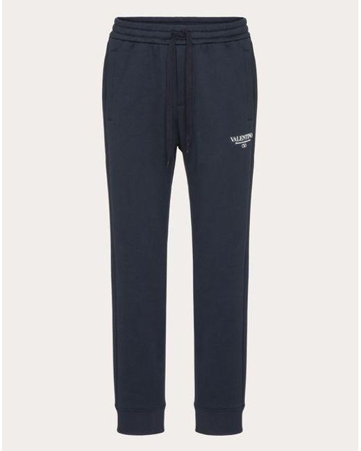 Valentino Blue Cotton JOGGING Trousers With Print for men