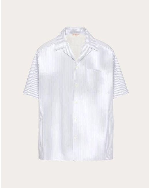 Valentino White Cotton Bowling Shirt Laminated Onto Neoprene for men