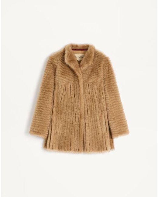 Valentino シアリング コート 女性 ハニー Natural