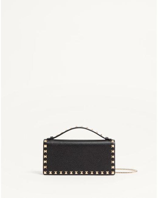 Valentino Garavani Black Rockstud Wallet With Chain
