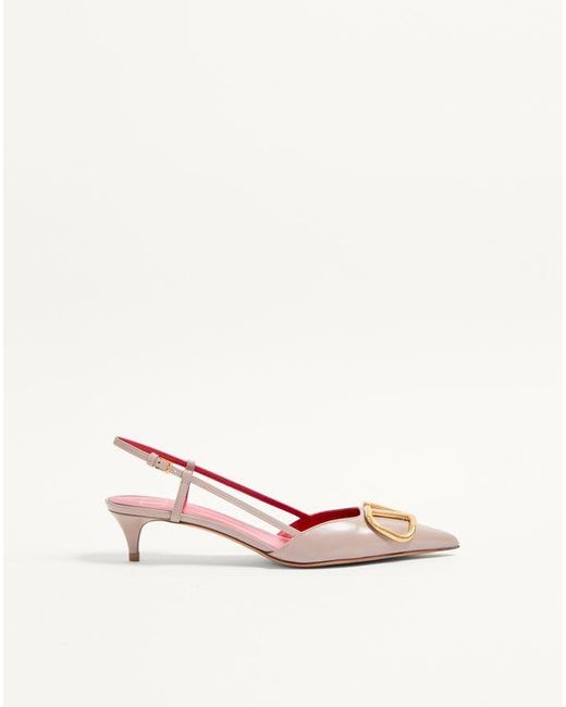 Valentino Garavani Pink Vlogo Signature Calfskin Slingback Pump 40Mm