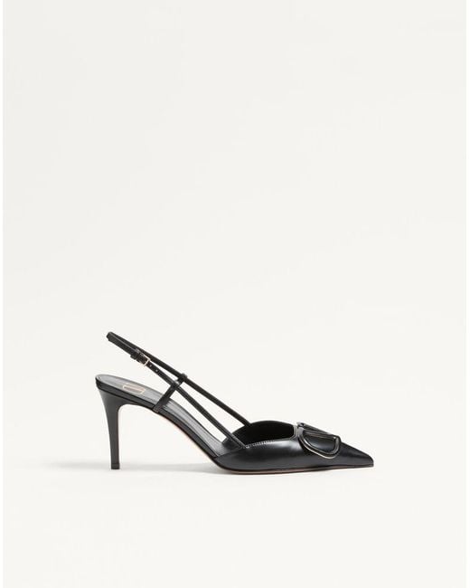 Valentino Garavani Natural Vlogo Signature Calfskin Slingback Pump 80 Mm 3.15 In