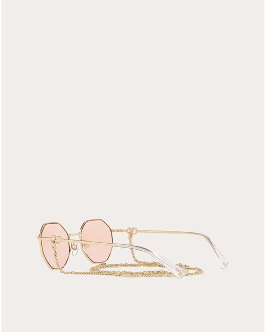 Valentino garavani occhiali lunettes de soleil octogonales en métal avec  chaîne vlogo signature Valentino en coloris Rose - Lyst