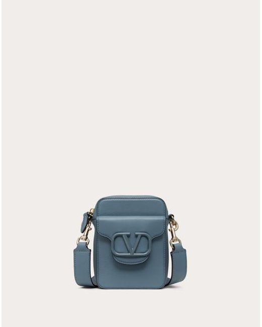 Valentino Garavani Blue Mini Locò Crossbody Calfskin Bag for men