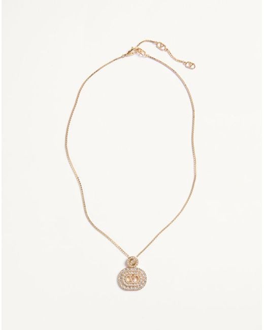 Valentino Garavani Natural Vlogo Signature Metal And Swarovski Crystal Necklace