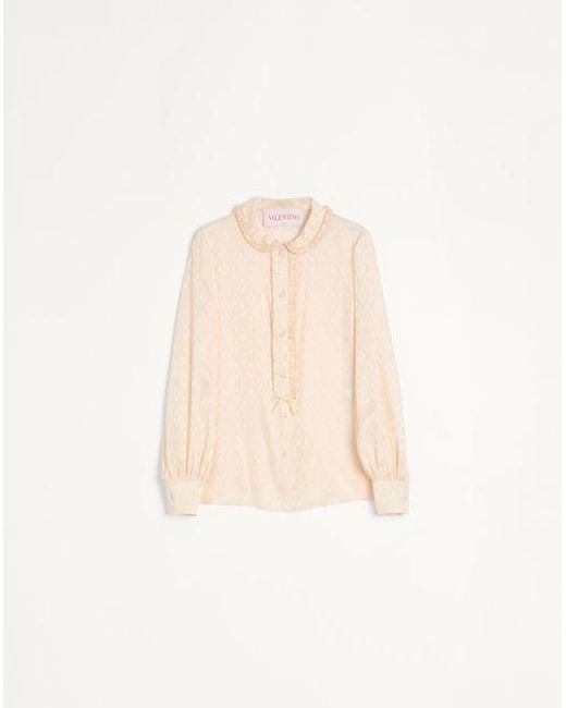 Valentino トゥッタラ V シルクジャカード シャツ 女性 バーチ Natural