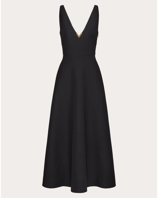 Valentino Black Crepe Couture Midi Dress