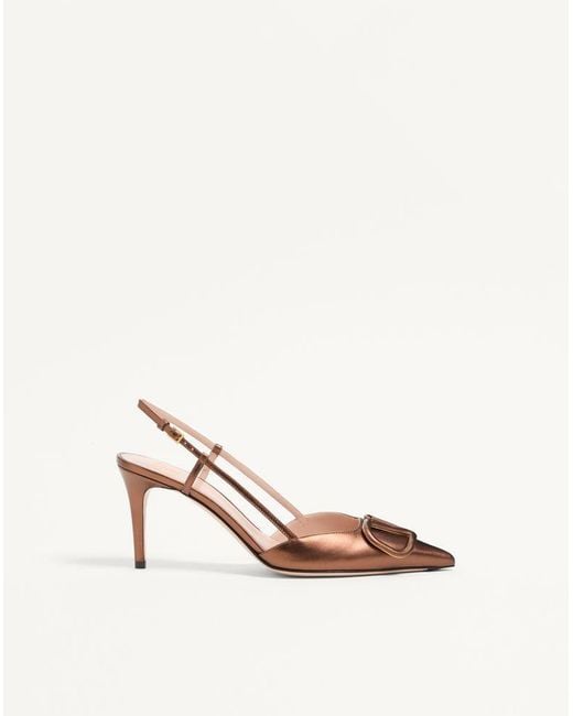 Valentino Garavani Natural Vlogo Signature Slingback Pump
