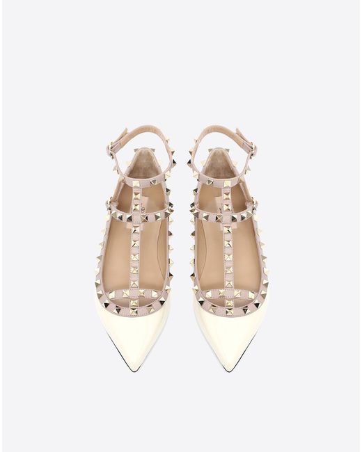 valentino rockstud caged patent ballerina flat