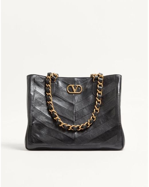 Valentino Garavani Black Laseine Shopping Bag