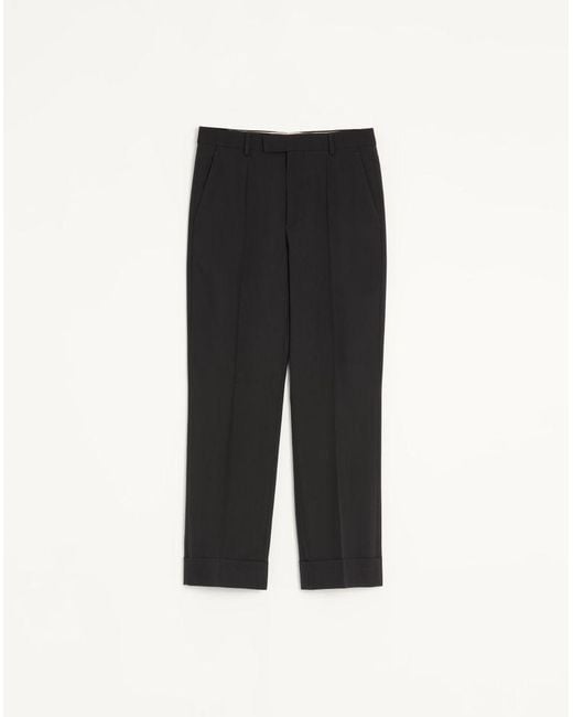 Valentino Black Wool Trousers With Turn-Ups 44 for men