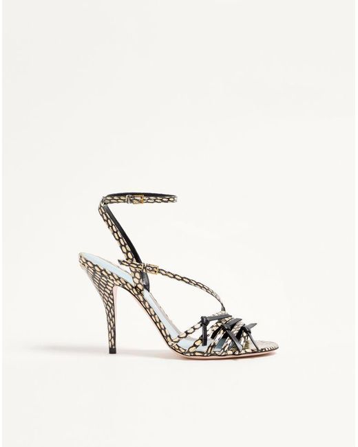 Valentino Garavani White Nodine Elaphe Sandal 100Mm 36.5