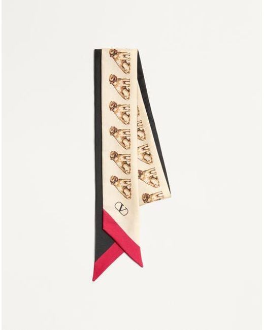 Valentino Garavani White Petit Charles Silk Bandeau Scarf