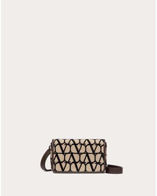 Valentino Garavani Natural Toile Iconographe Shoulder Strap Pouch With Leather Details for men